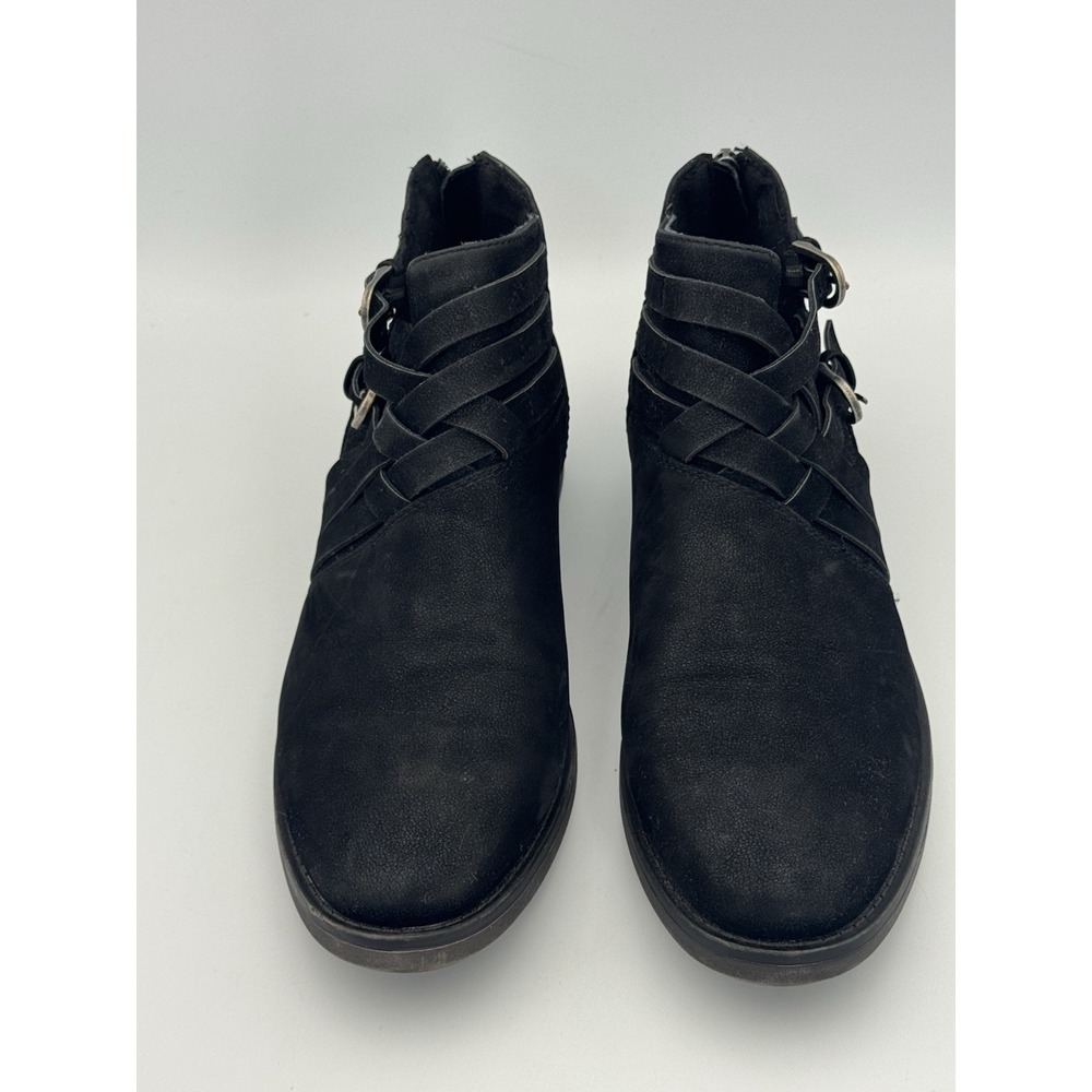 BareTraps Atticus Black Faux Suede Ankle Boots Women's 8.5M Strap Buckle Zip - Picture 2 of 9